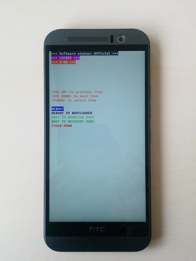 HTC M9 bootloader mode