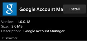 Blackberry Google Account Manager